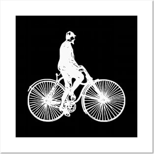 White Vintage Bicycle Cyclists Posters and Art